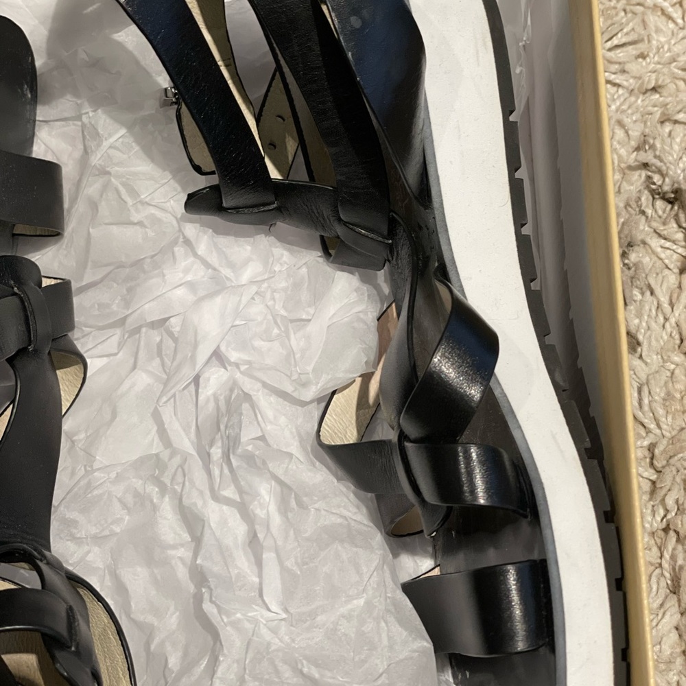 MICHAEL KORS JUDIE VACHETTA FLAT GLADIATOR BLACK SANDAL  36.5 NIB - Picture 8 of 10